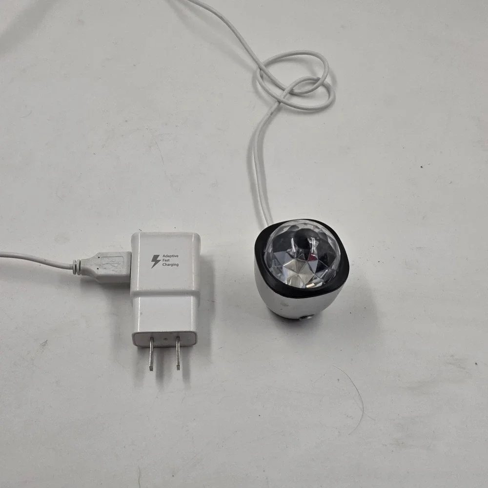 Mini USB Disco Ball Party Light with Samsung Adaptive Fast Charging Wall Plug